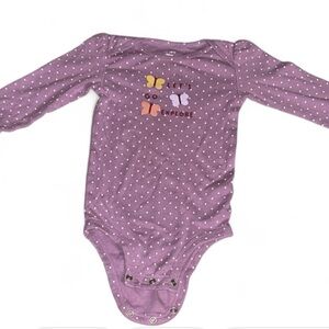 Carter's Baby Girl 24M Purple Polka Dot Butterfly Long Sleeve Bodysuit